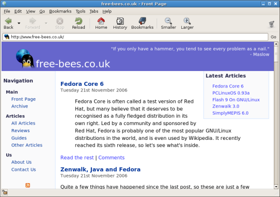 The front page of free-bees.co.uk